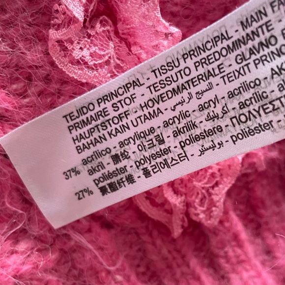 Zara pink ruffled knit sweater with lace - Picture 14 of 14